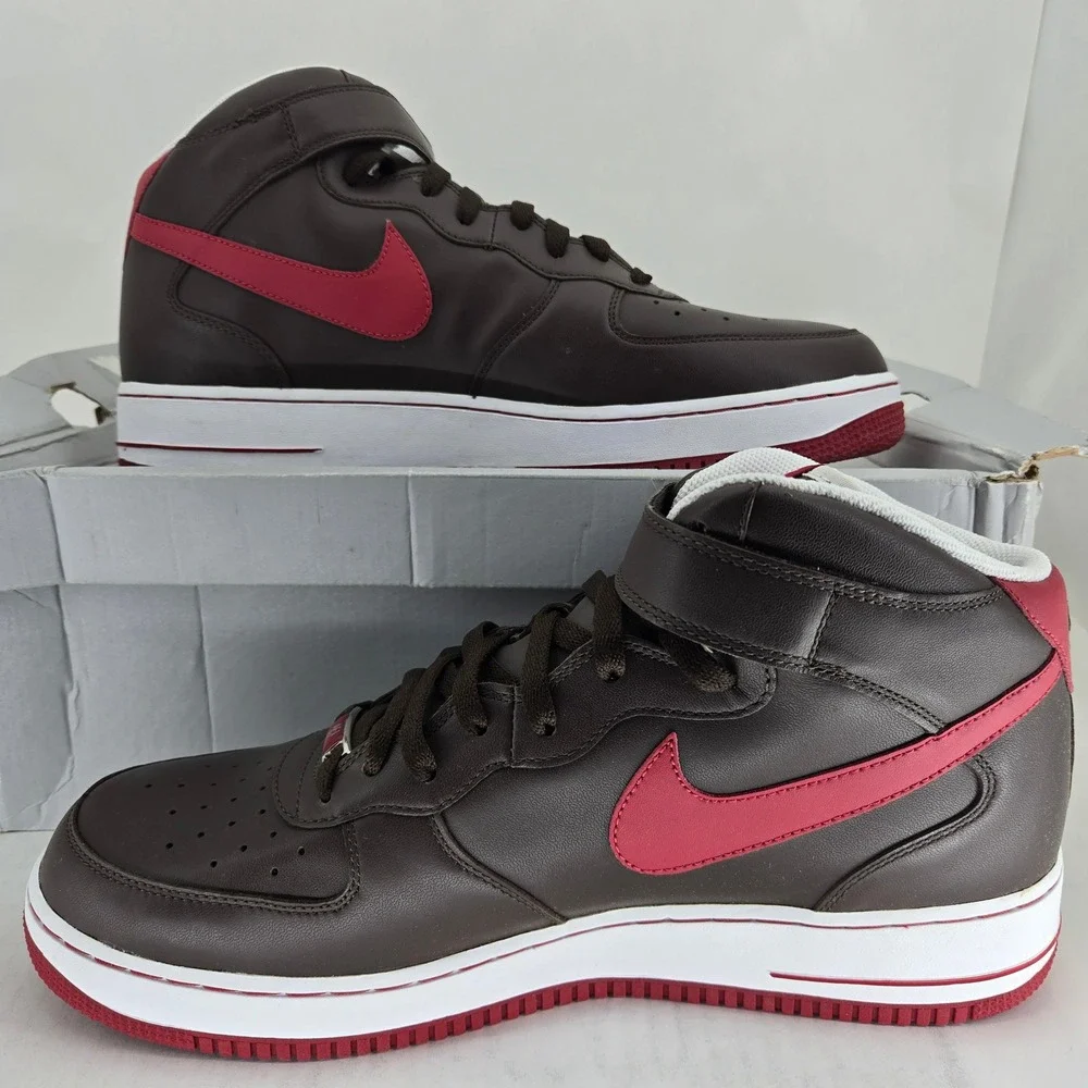 Nike Air Force 1 Mid 07 VTG Players Baroque Brown Varsity Red 315091-261 Mens 13